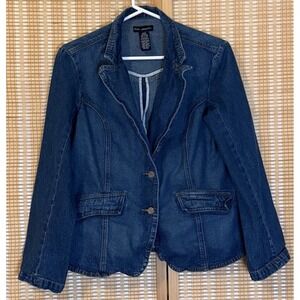For Joseph Womens L Jean Jacket Dark Denim Streetwear Western Cottagecore Boho